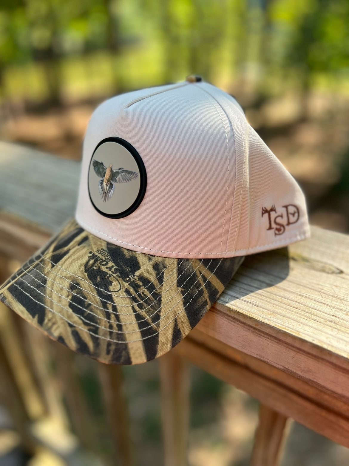TSD Dove Trucker Hat in Khaki/Sawgrass